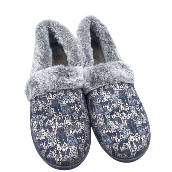 Bobs By Skechers Shoes Womens 10 Too Cozy Woof Lodge Slippers Dog Print - Picture 1 of 8
